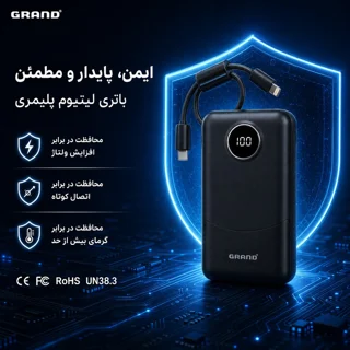 پاوربانک 22.5 وات گرند اسکای مدل GP - 216 با ظرفیت 20000 میلی‌آمپرساعت به همراه 2 کابل USB 102864140