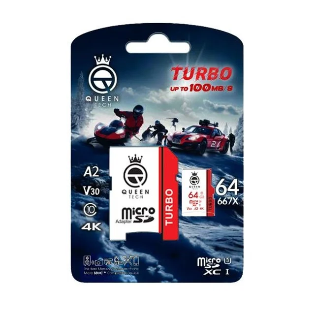 کارت حافظه MicroSDXC کوئین تک مدل TURBO-V30-A2-4K-667X کلاس 10 استاندارد U3 سرعت 100MB/S ظ 101563514
